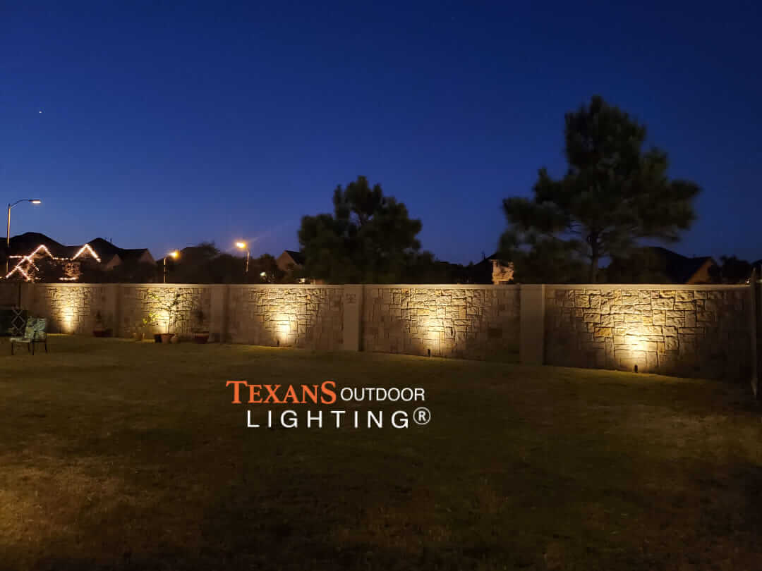 Fence Lights installed in stone
